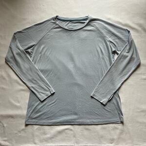 Free Fly Light Blue Crewneck Bamboo Long Sleeve Shirt with Thumbholes Size Large